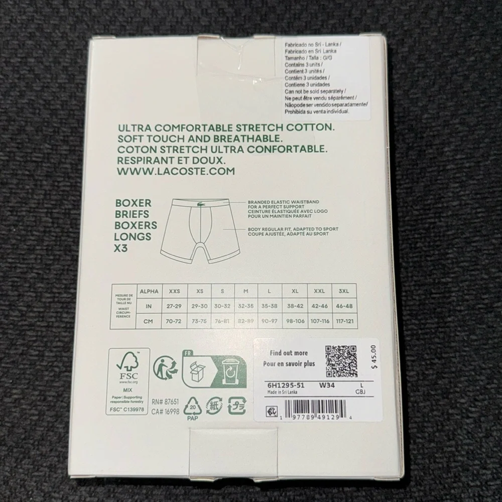LACOSTE 🐊 3 pack boxer brief